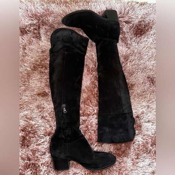Rag and Bone thigh high black suede side zip over 2” block heel EUC 37.5… - Picture 14 of 16